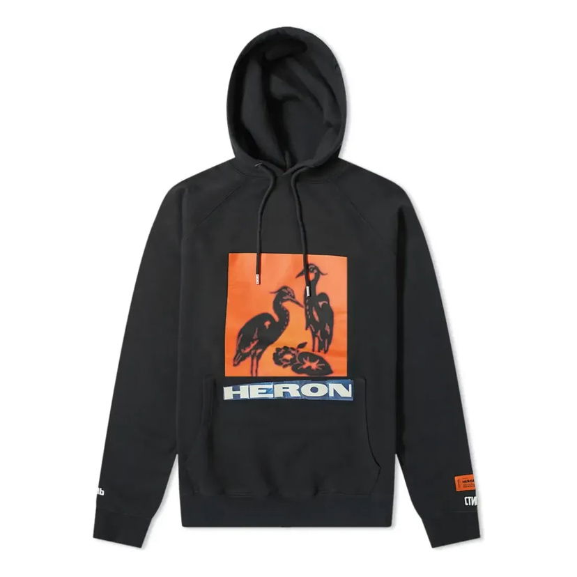 Sweatshirt HERON PRESTON Heron Preston Pop Over Graphic Print Hoodie Svart | HMBB001F198080030488