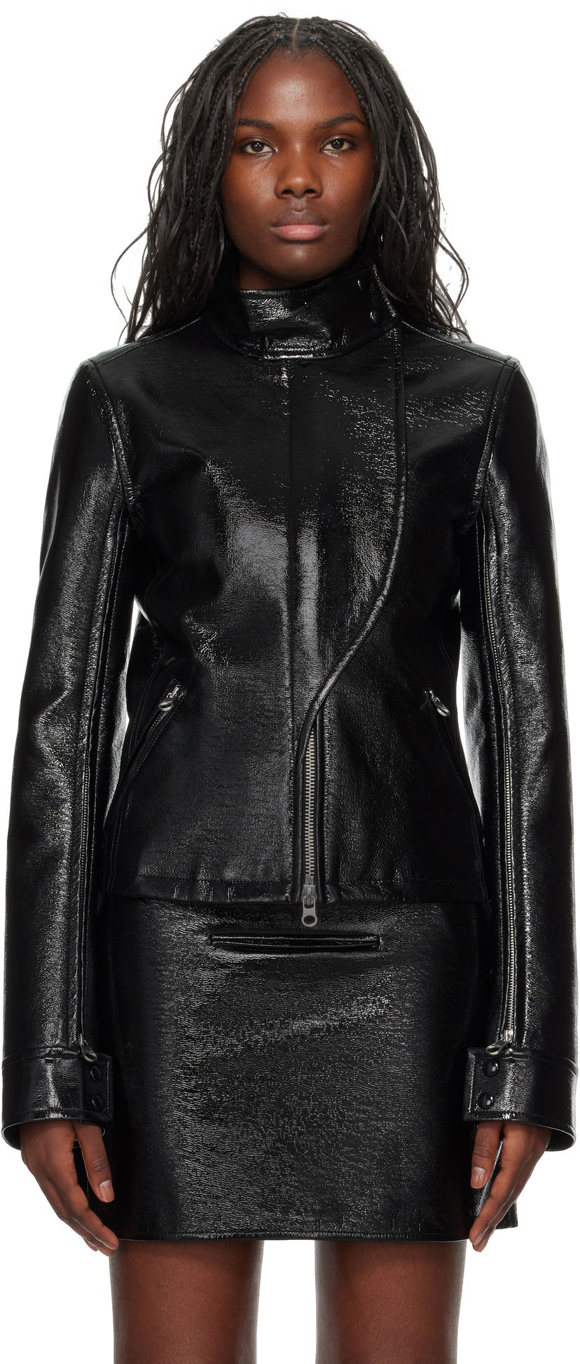 Bomberjacka Courrèges Vinyl Motorcycle Jacket Svart | 424CBL212VY0014