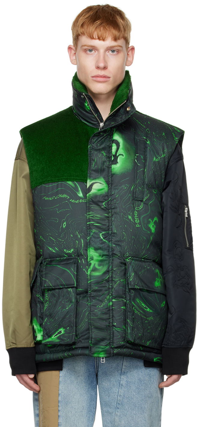 Väst Feng Chen Wang Feng Chen Wang Graphic Down Vest Grön | FUF14VS01