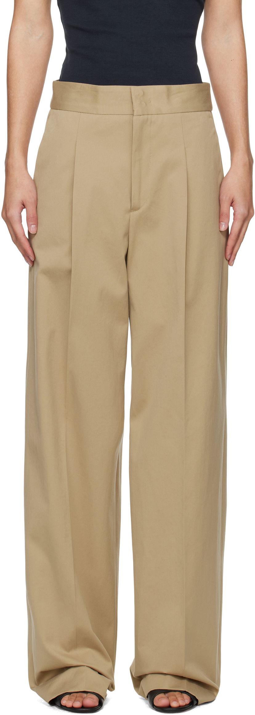 Byxor MSGM MSGM Faille Pleated Trousers Beige | 3841MDP20 257138
