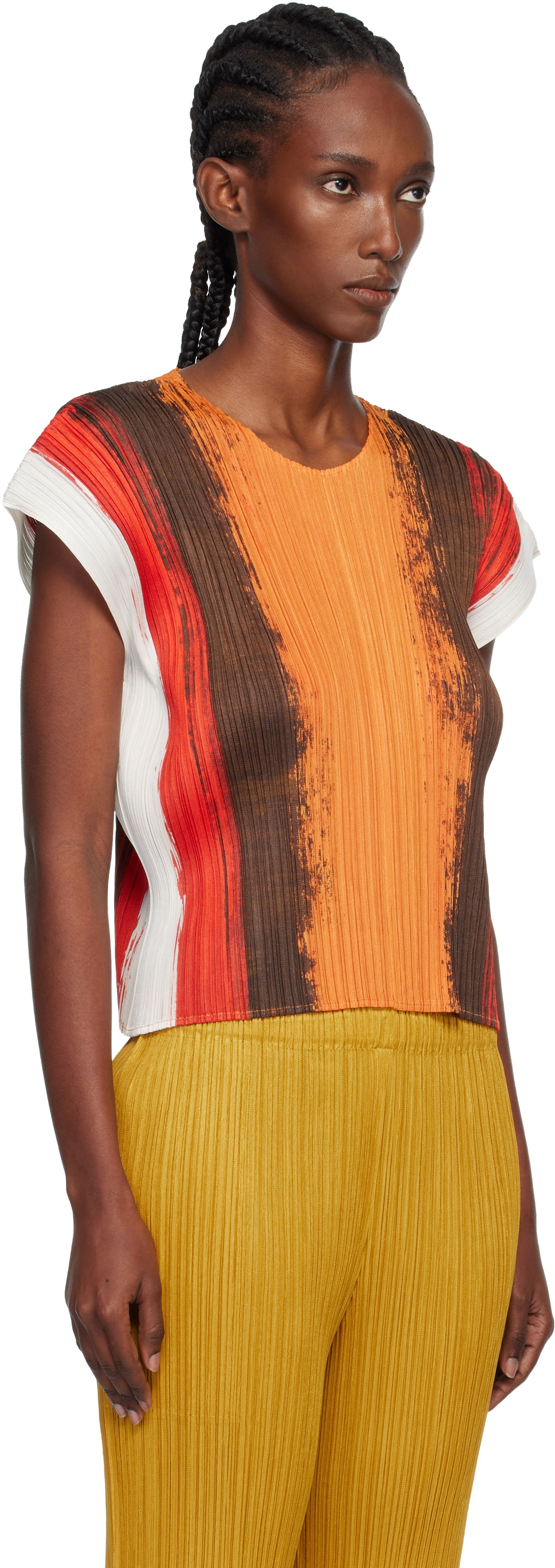 T-shirt Pleats Please Issey Miyake PLEATS PLEASE ISSEY MIYAKE Pleated Short Sleeve Brushstroke Top Flerfärgad | PP58JK672, 1