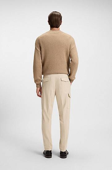 Cargo byxor BOSS Tapered-fit trousers with cargo pockets Beige | 50549517, 1