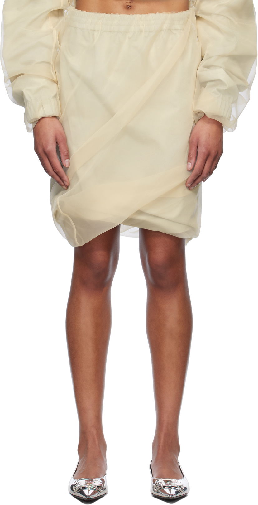Kjol We11done We11done Layered Mini Skirt Beige | WD-SK0-25-280-W-BG