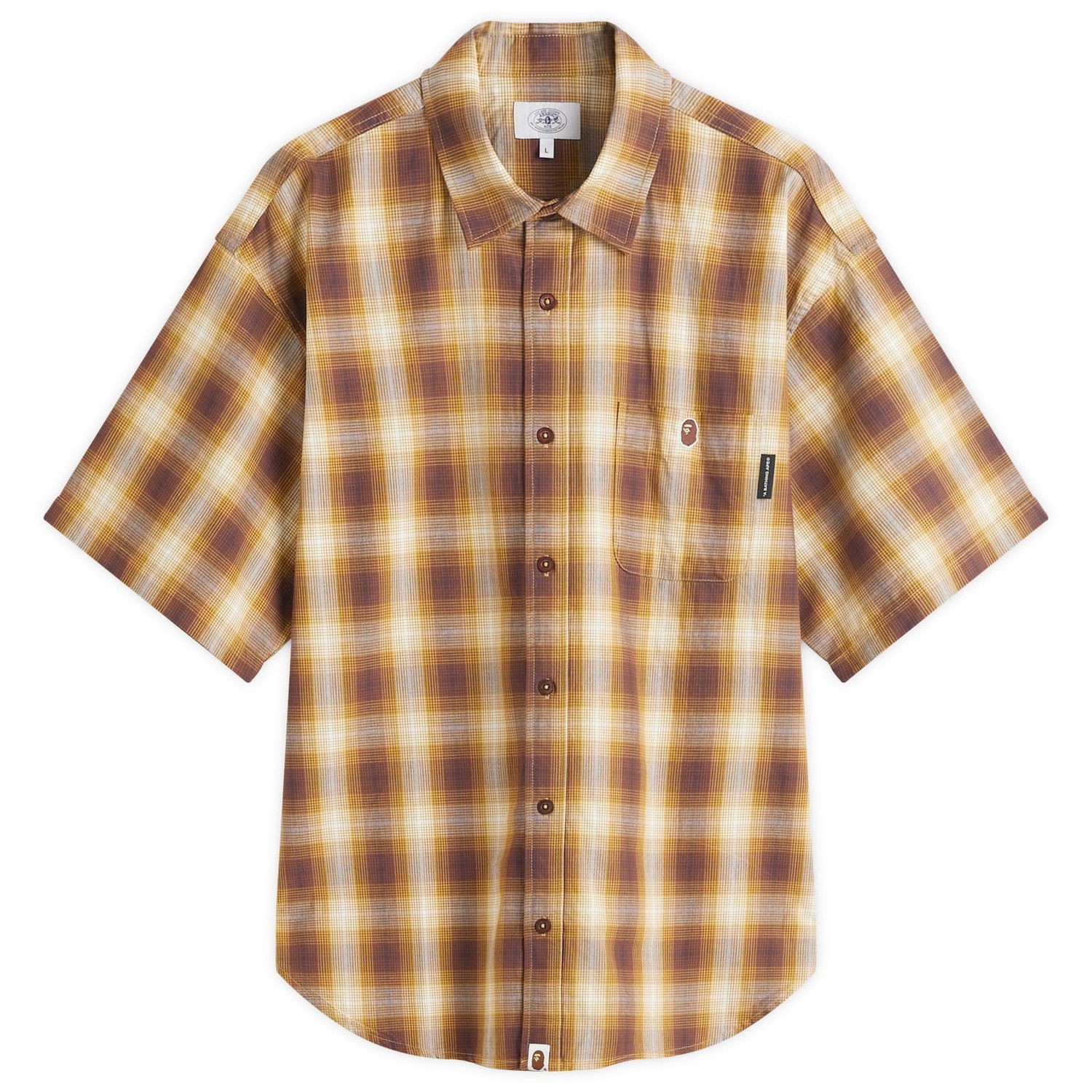 Skjorta BAPE Ombre Check Relaxed Fit Shirt Brun | 001SRL301004M-YEL, 0