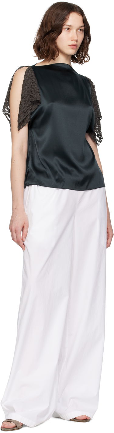 Linne Baserange Baserange Olin Silk Blouse with Lace Sleeves Grön | TOOL-SS-SU25, 3