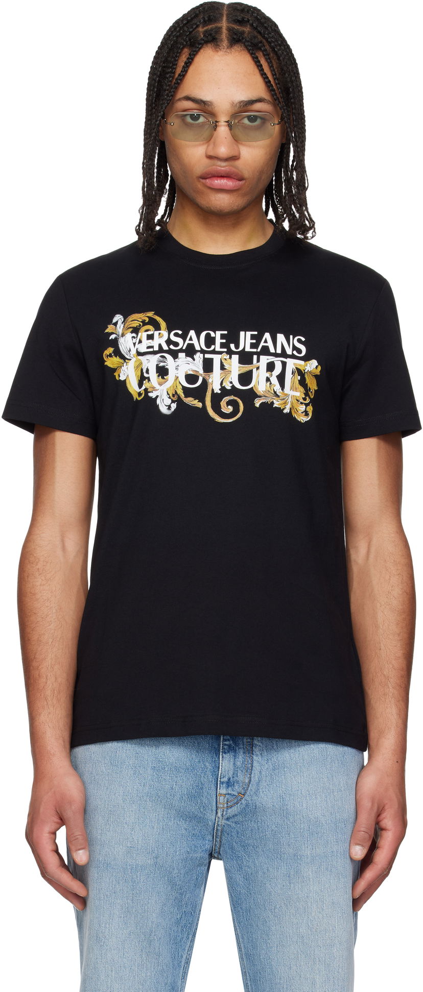 T-shirt Versace Versace Jeans Couture Logo Baroque T-Shirt Svart | E78GAHC05_ECJ01C