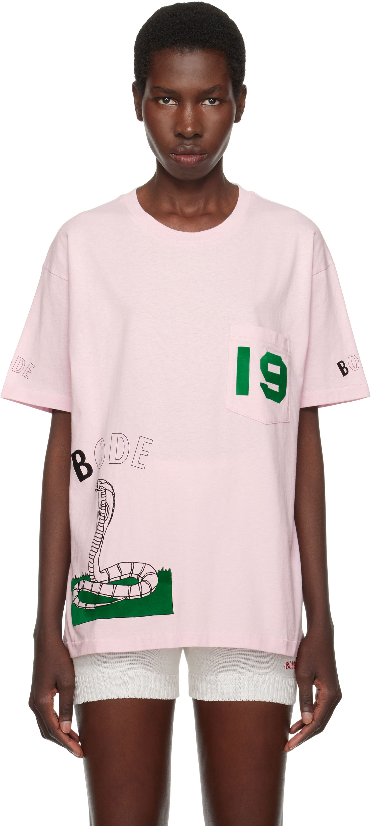 T-shirt Bode Bode Cobra Graphic T-Shirt Rosa | MRS25CS010, 0