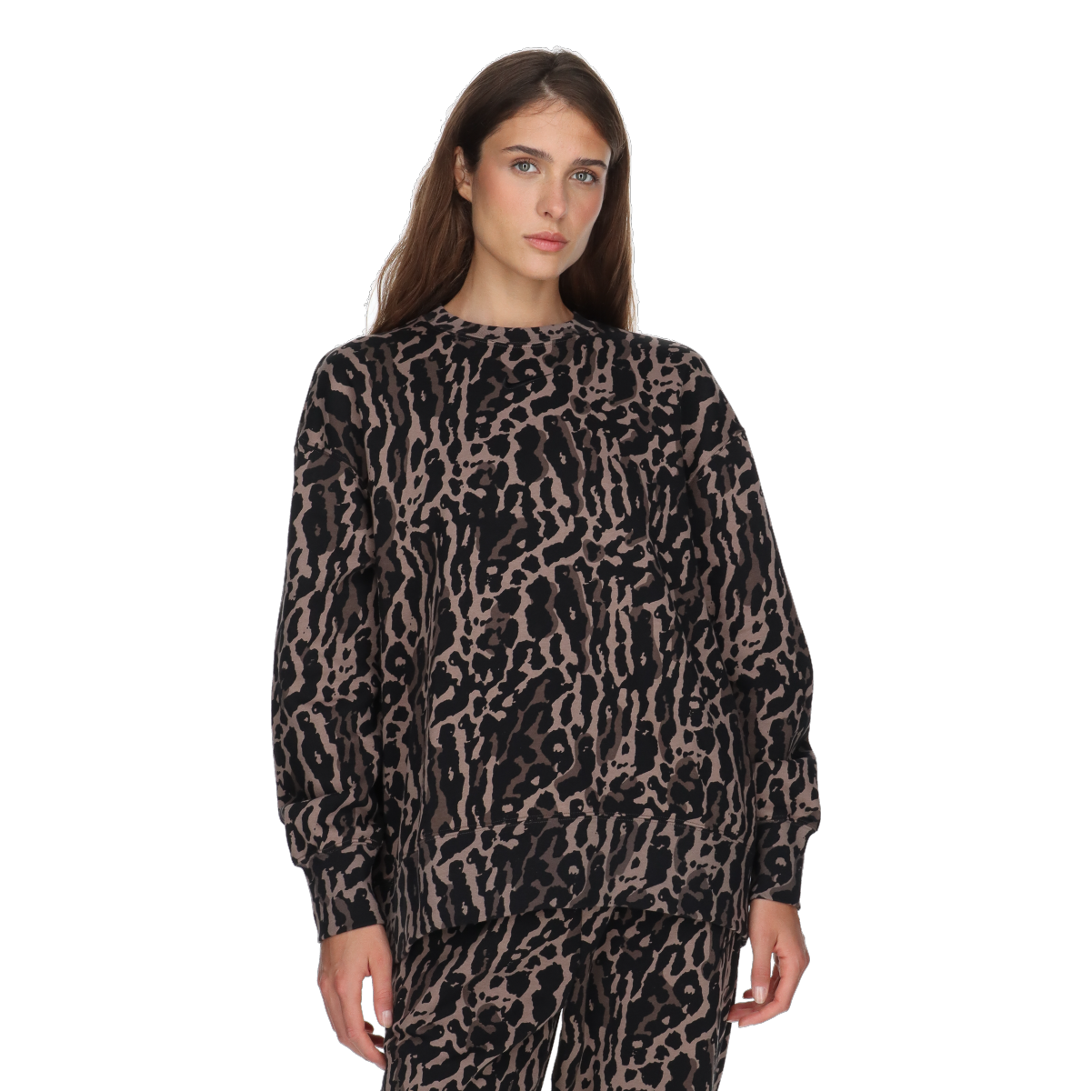 Sweatshirt Nike NSW Phoenix Fleece Oversized Leopard Print Crewneck Sweatshirt Flerfärgad | IB2371-010, 0