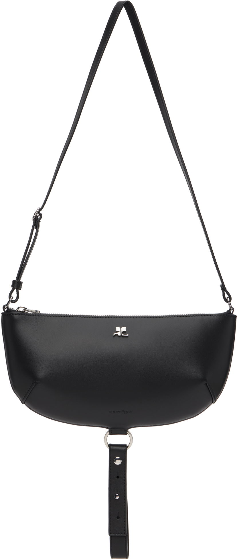 Axelväska Courrèges Courrèges Holy Eclipse Leather Shoulder Bag Svart | 325GSA190CR0065