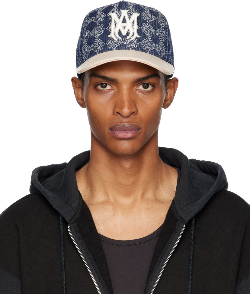 Keps AMIRI AMIRI MA Leather Brim Denim Cap Mörkblå | AMHACP1061