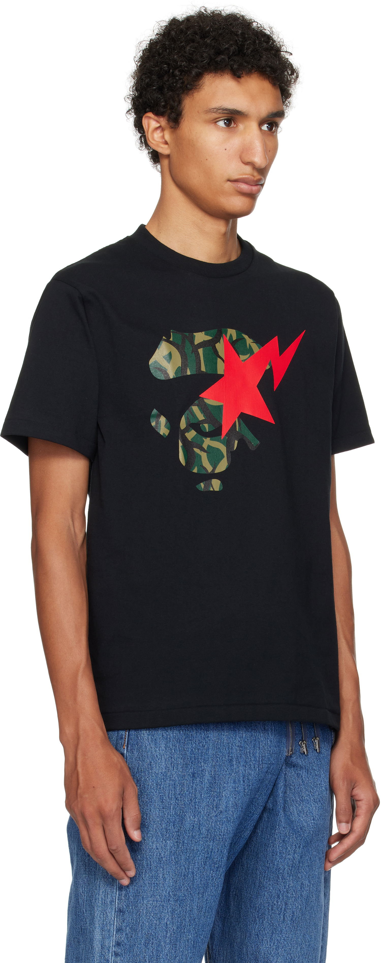 T-shirt BAPE Trial Camo Ape Face STA T-Shirt Svart | 001TEL301035M, 1