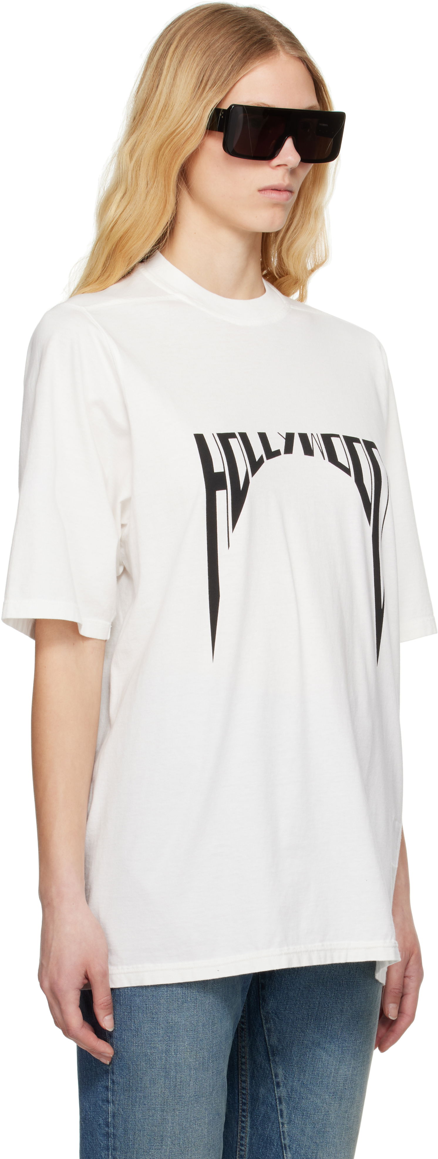 T-shirt Rick Owens Rick Owens DRKSHDW Hollywood Jumbo T-Shirt Vit | DS01E3204 RNEP2, 1