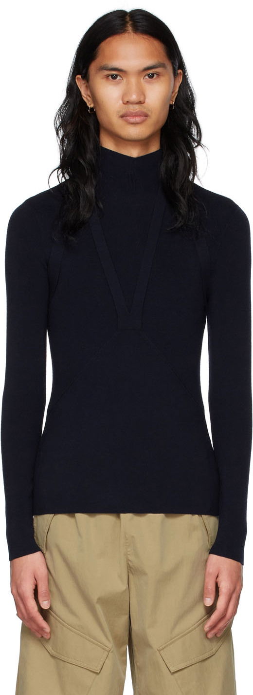 Sweater Dion Lee Wool Turtleneck Mörkblå | C7062S22
