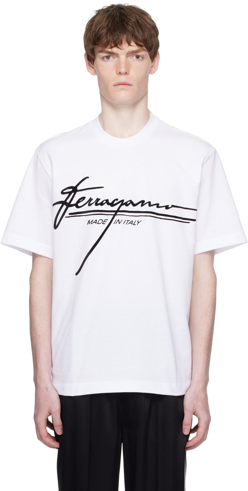 T-shirt FERRAGAMO Ferragamo Signature Crew Neck T-Shirt Vit | 786470