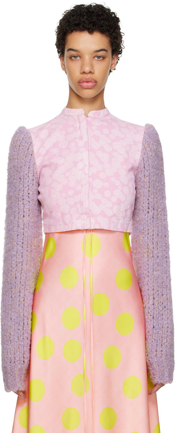 Klä ERL ERL Floral Cropped Jacket Rosa | ERL06J103