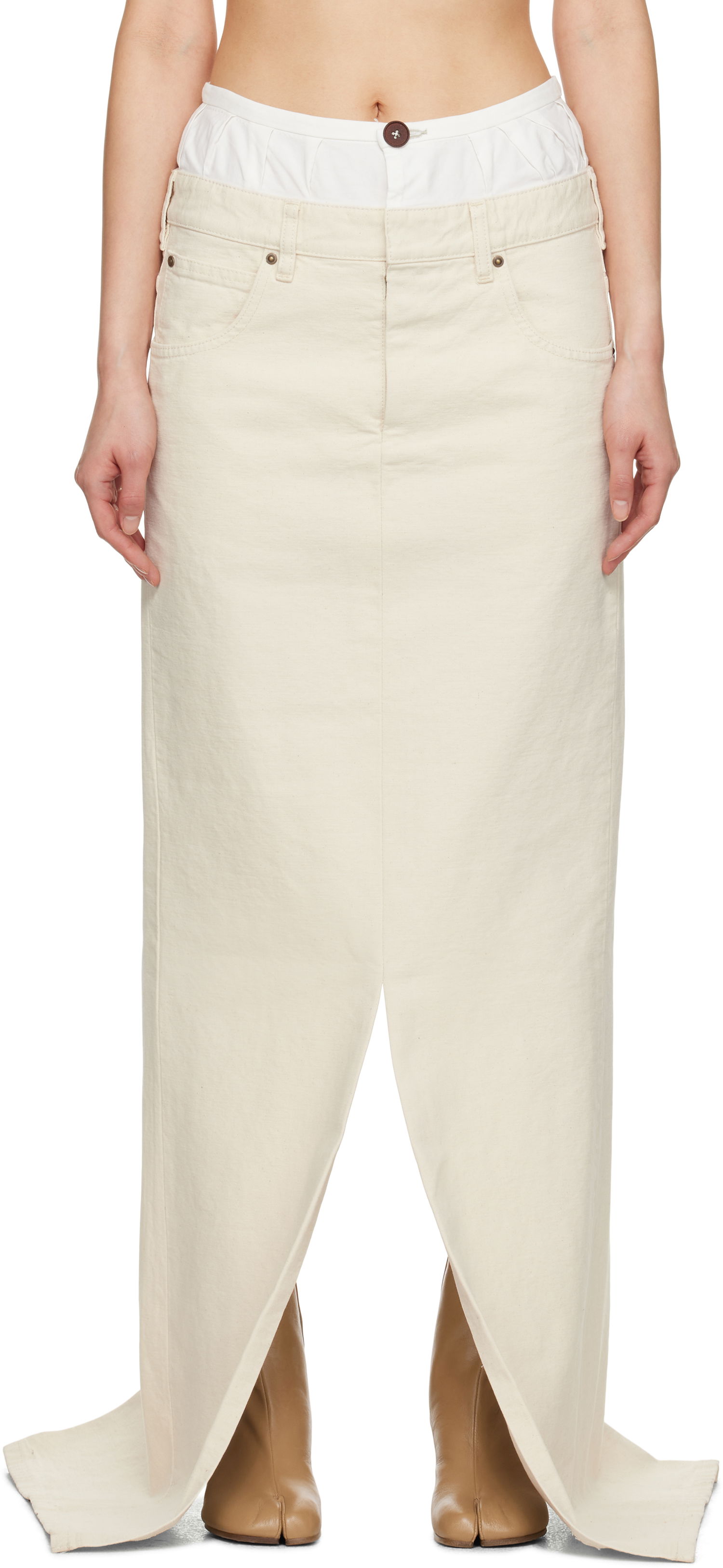 Kjol Maison Margiela Maison Margiela 'Anonymity Of The Lining' Denim Maxi Skirt Beige | S51MI0004 M35261, 0