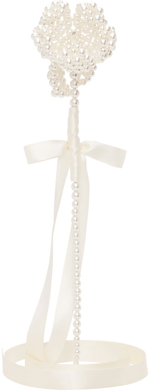 Nyckelringar Simone Rocha Simone Rocha Beaded Large Flower Bag Charm Vit | FLOWER1 0904 PEARL, 0