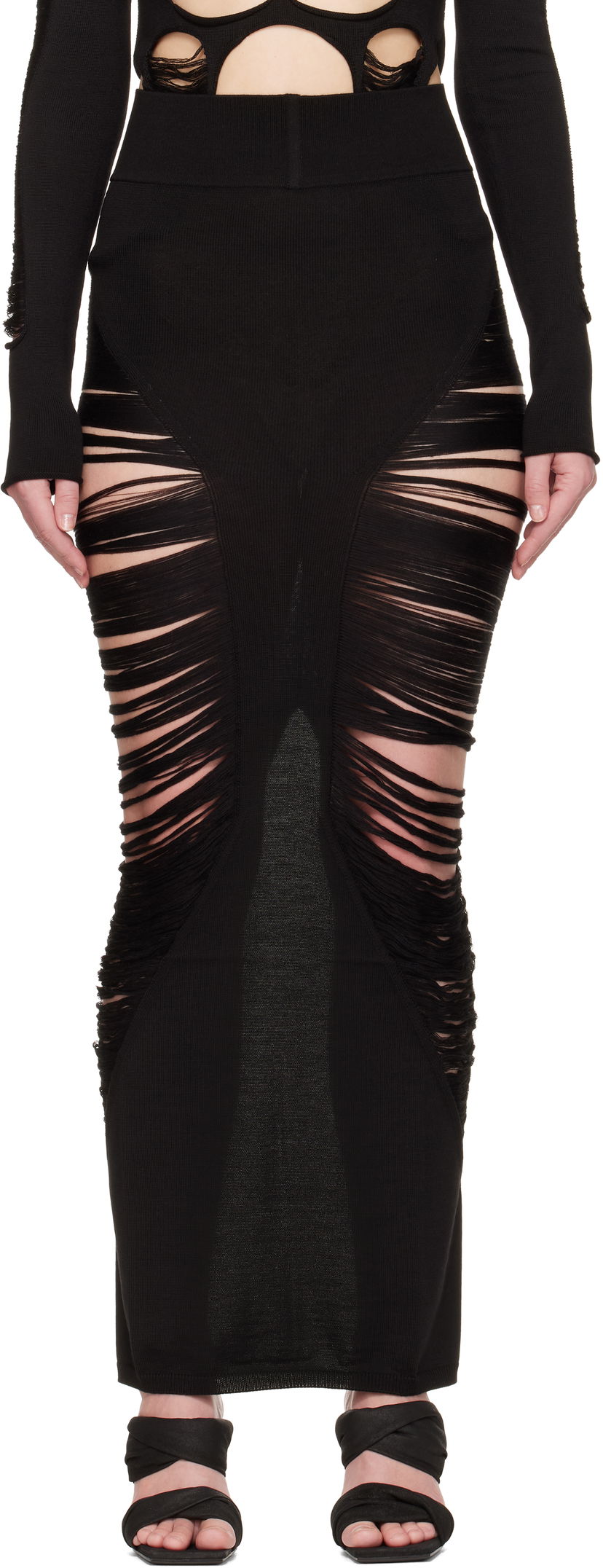 Kjol Rick Owens Rick Owens Hollywood Pillar Maxi Skirt Svart | RO01E7679 KGRIDM