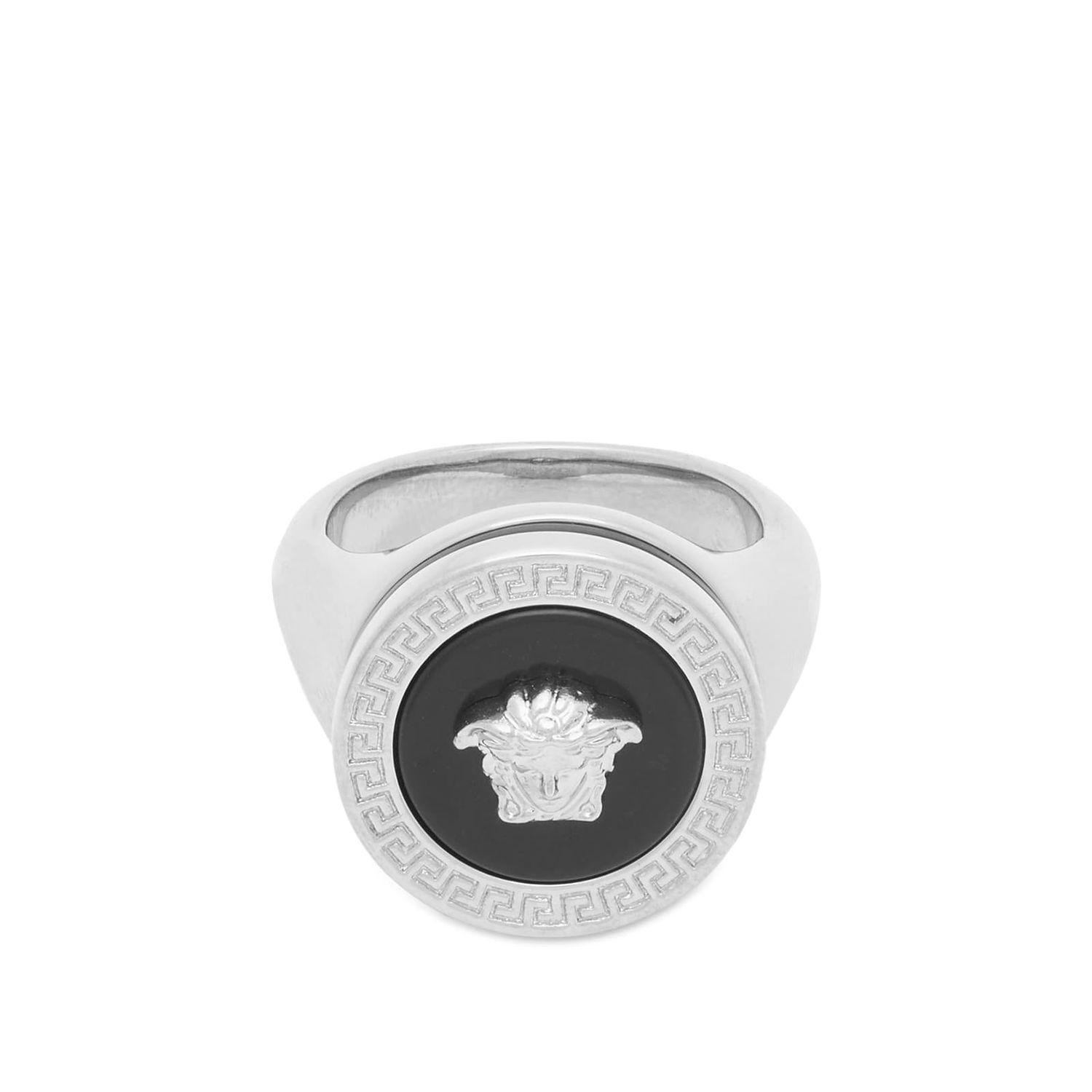 Ringa Versace Enamel Medusa Ring in Palladium Black Svart | DG57285-DJMR-4J750, 0