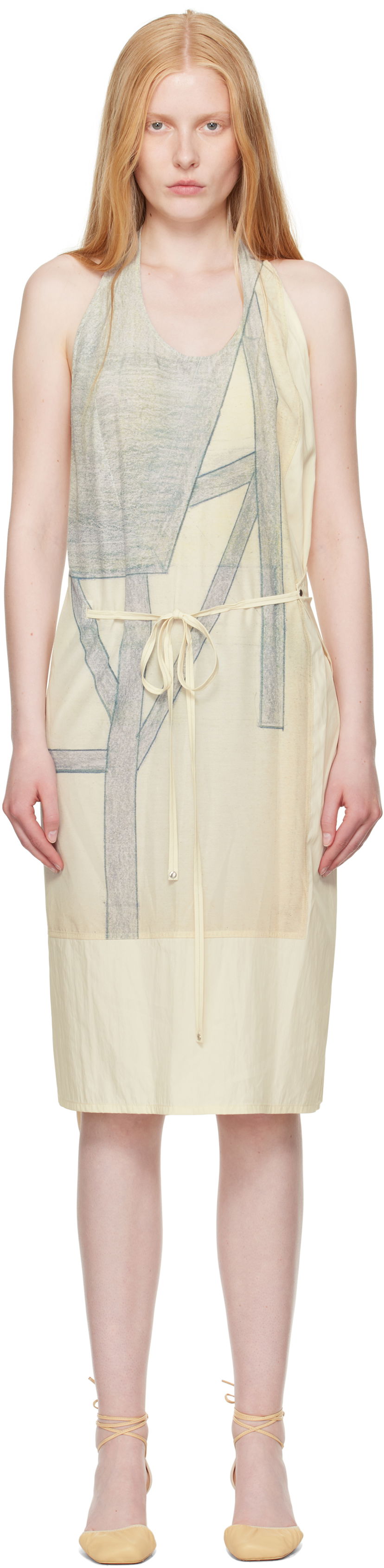 Klä LEMAIRE Lemaire Philippe Weisbecker Apron Midi Dress Gul | DR1103 LF1414