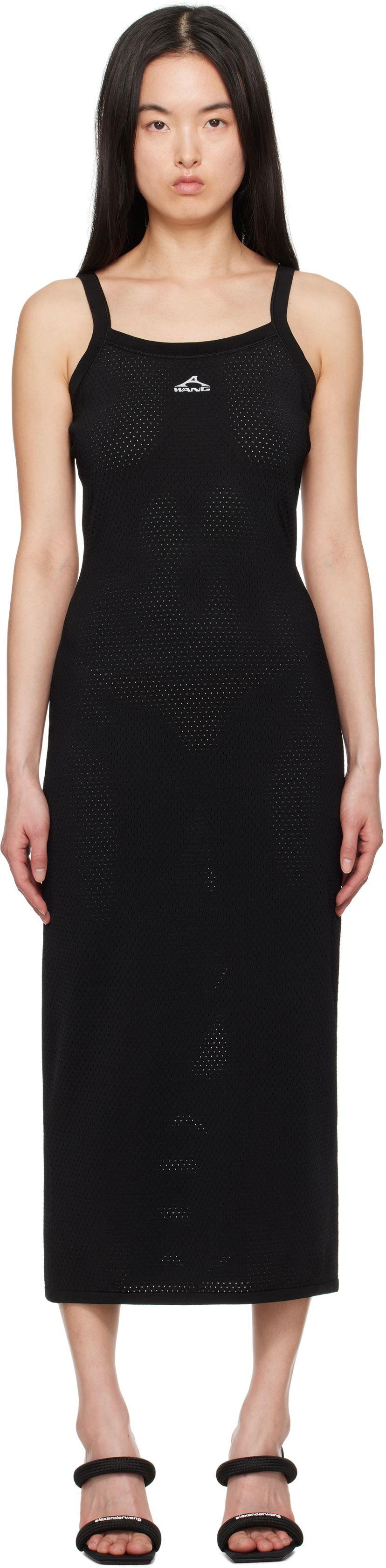 Klä Alexander Wang Alexander Wang.t Cami Athletic Mesh Midi Dress Svart | 4KC2256043