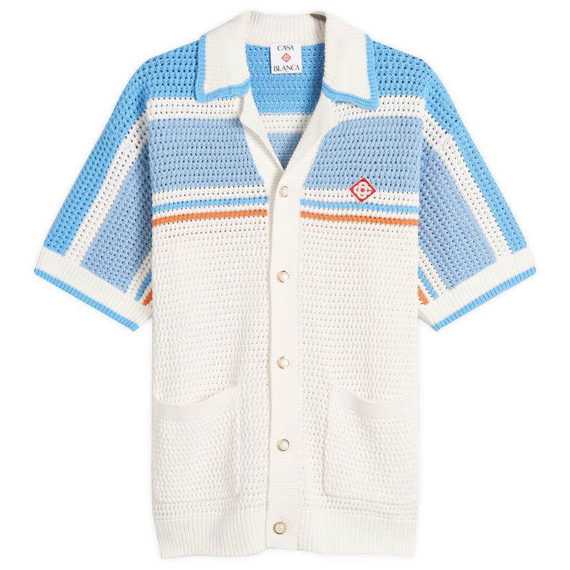 Skjorta Casablanca Casablanca Faux Crochet Cotton Shirt Vit | MPF25-KW-997-01