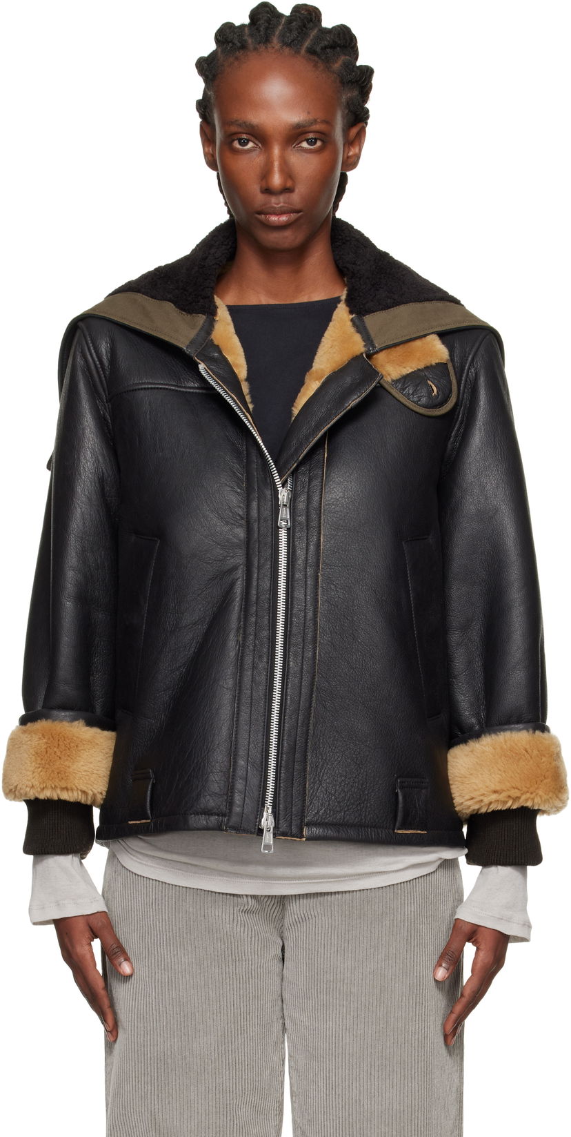 Jacka OUR LEGACY Our Legacy Blizzard Shearling Leather Jacket Svart | W4259BN
