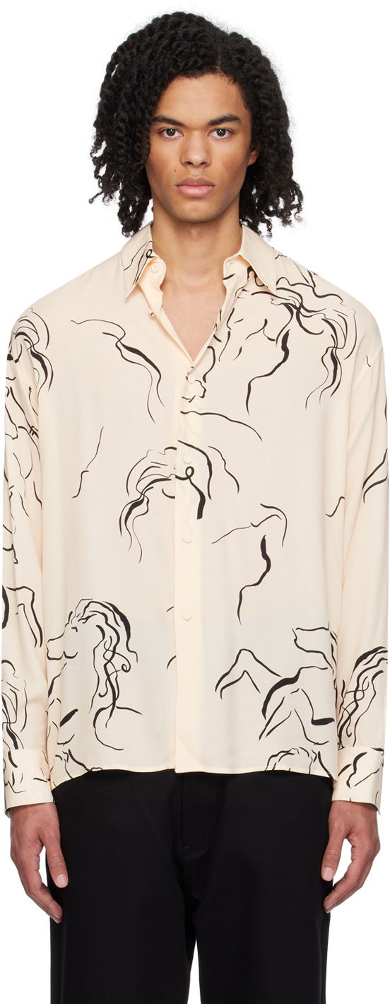 Skjorta Emporio Armani Printed Abstract Shirt Beige | E31F27 F1022