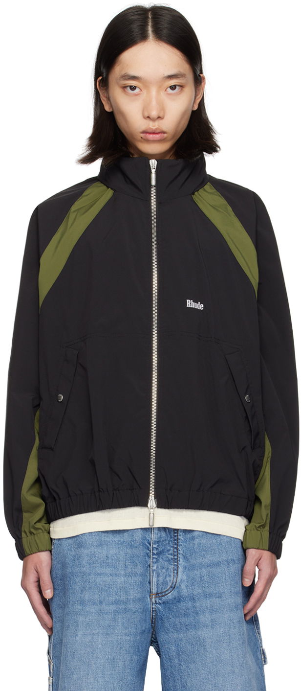 Jacka Rhude Black & Khaki Aerial Track Jacket Svart | RHPF24JA01863
