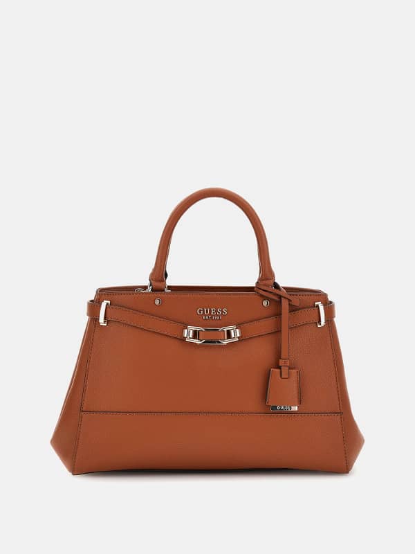 Handväska GUESS Brown Structured Handbag Brun | HWBG9527060