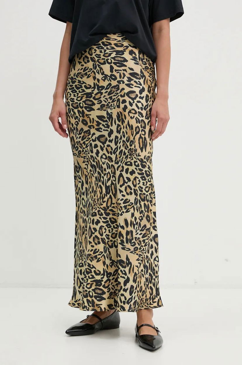 Kjol Nanushka Leopard Print Maxi A-Line Skirt Beige | NW24PFSK6071