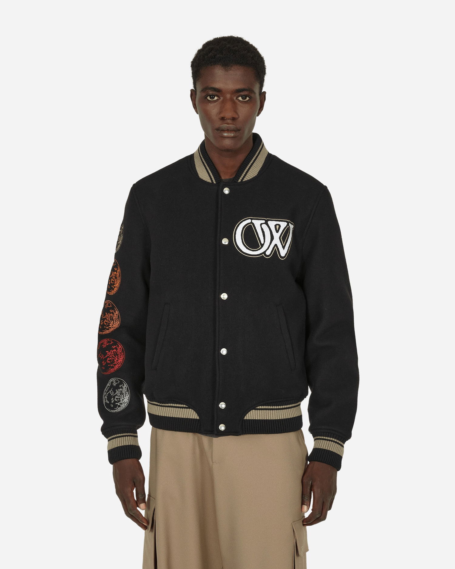 Bomberjacka Off-White Cryst Moon Phase Varsity Jacket Black Svart | OMEH053F23FAB002 1001, 0