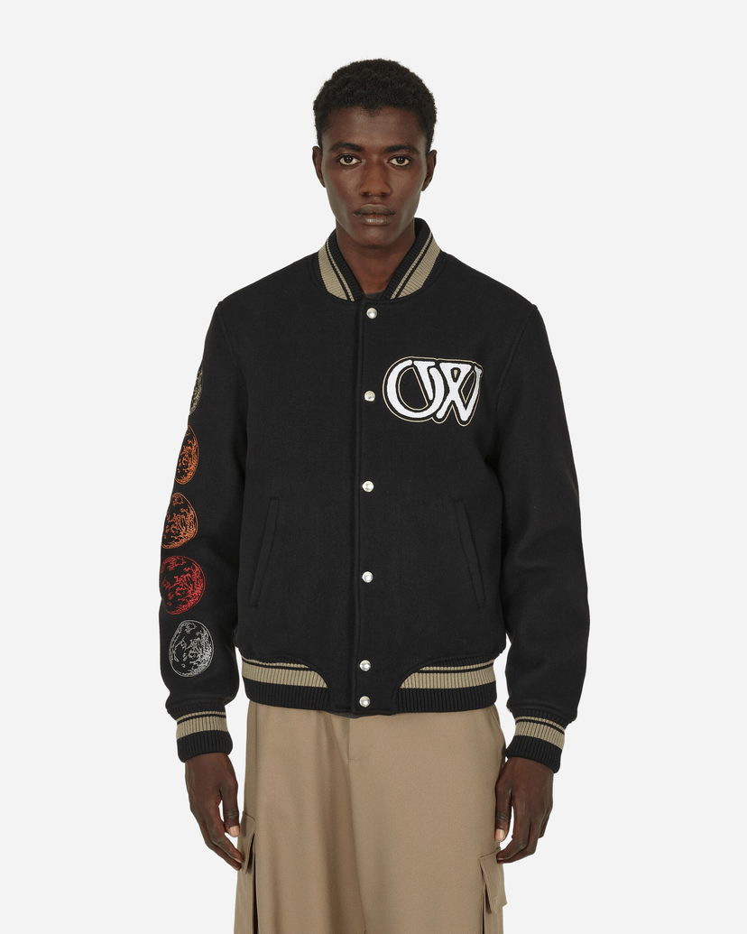 Bomberjacka Off-White Cryst Moon Phase Varsity Jacket Black Svart | OMEH053F23FAB002 1001