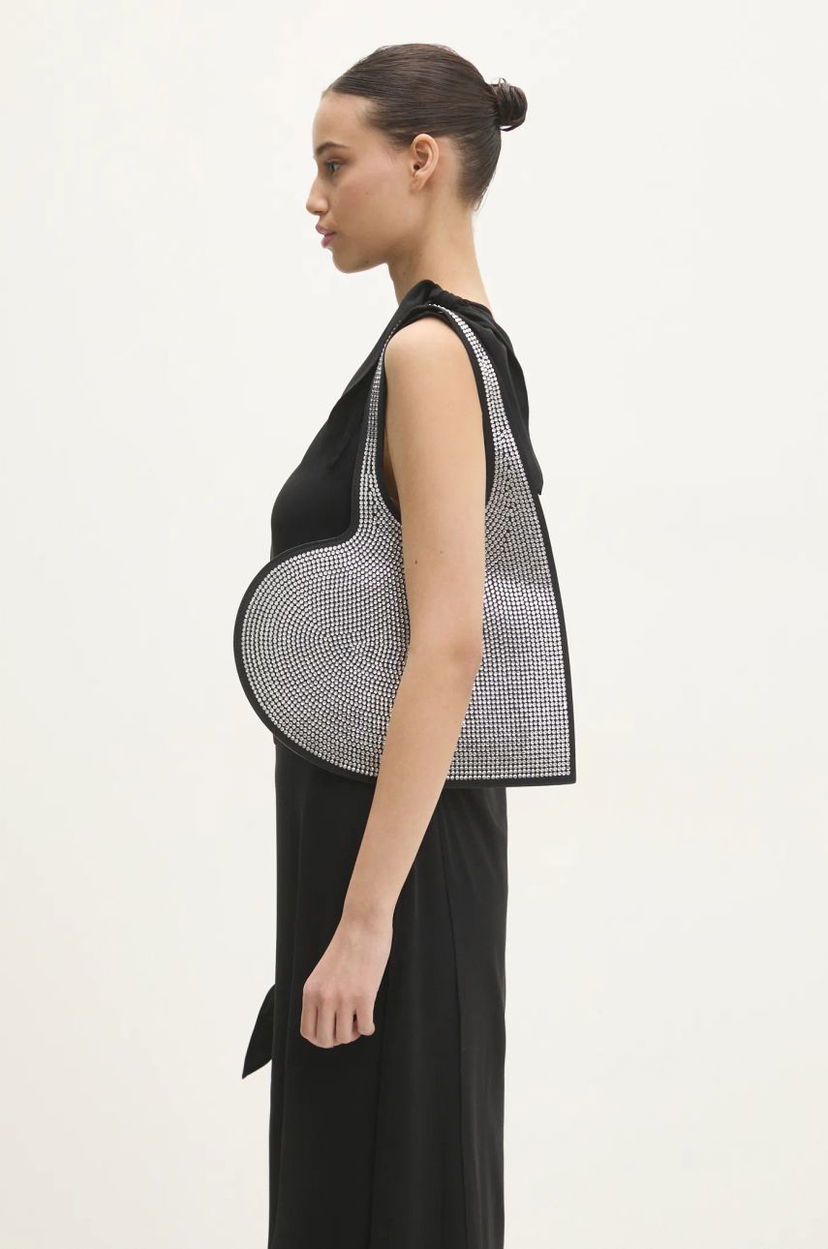 Axelväska Coperni Coperni Crystal-Embellished Mini Heart Tote Bag Metallisk | COPBA14BIS455
