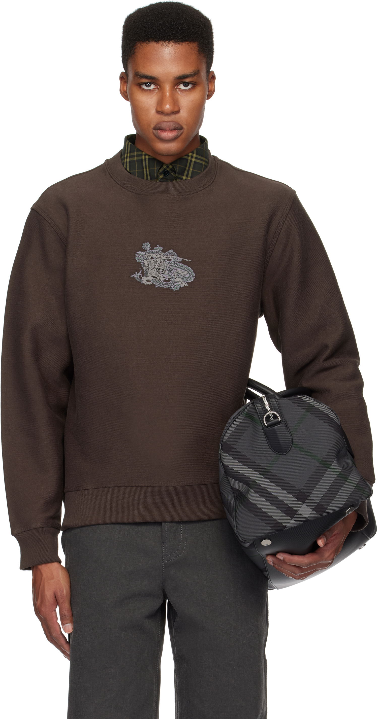 Sweatshirt Burberry Cotton Blend Sweatshirt with Equestrian Knight Embroidery Brun | 8099546, 0