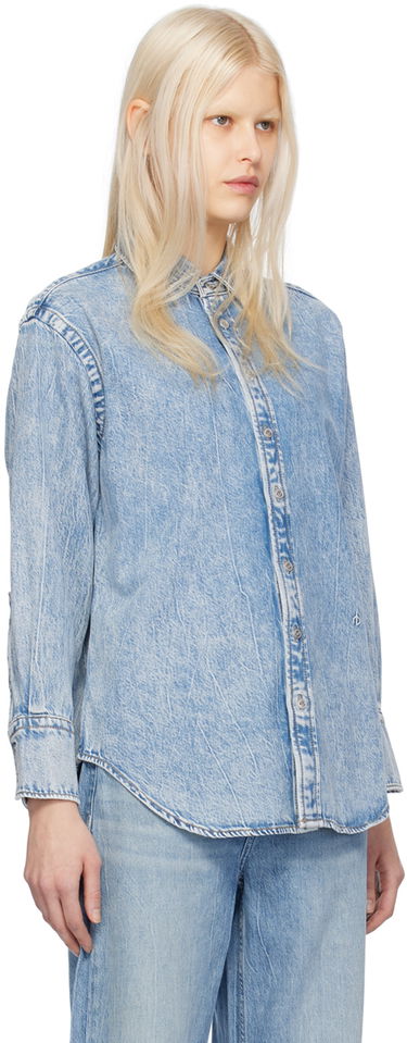 Skjorta rag & bone Diana Featherweight Denim Shirt Blå | WDD23H1423FTMI, 1