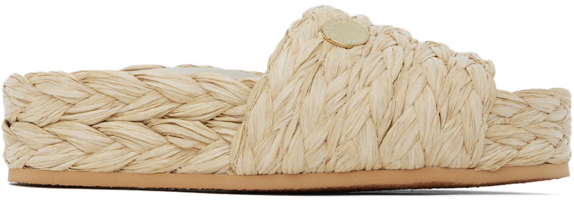 Klä Stella McCartney Stella McCartney Skyla Raffia Platform Slides Beige | 810206E00109