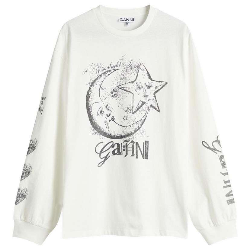T-shirt GANNI GANNI Future Heavy Long Sleeve T-Shirt Vit | T4064-135