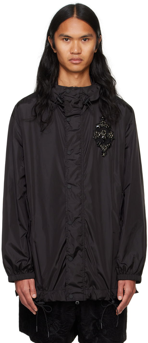 Vindjacka Simone Rocha Simone Rocha Embellished Button Placket Parka Svart | 6105B 1067