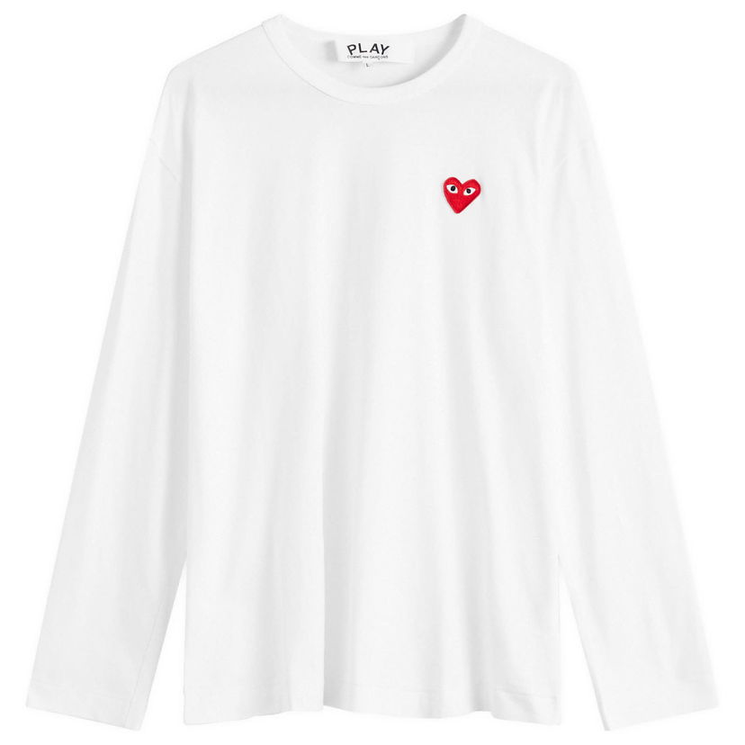 T-shirt Comme des Garçons Long Sleeve Basic Logo T-Shirt White/Red Vit | AX-T118-051-2