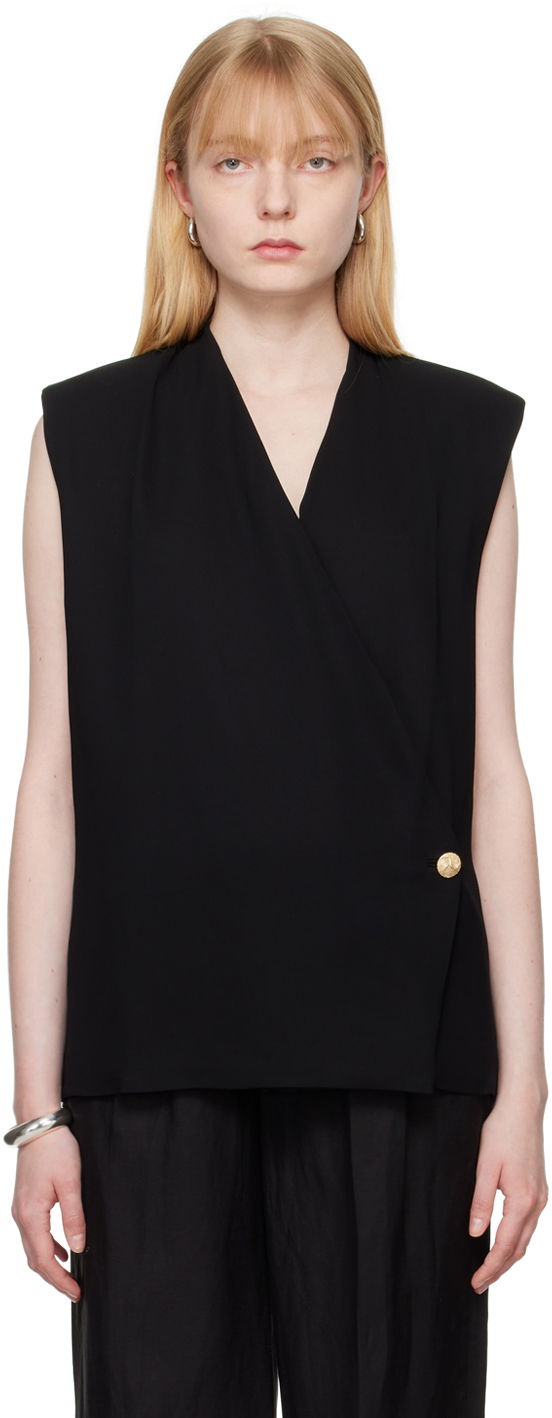 Väst Anine Bing Wrap Sleeveless Top Svart | A-07-4835-BLK26