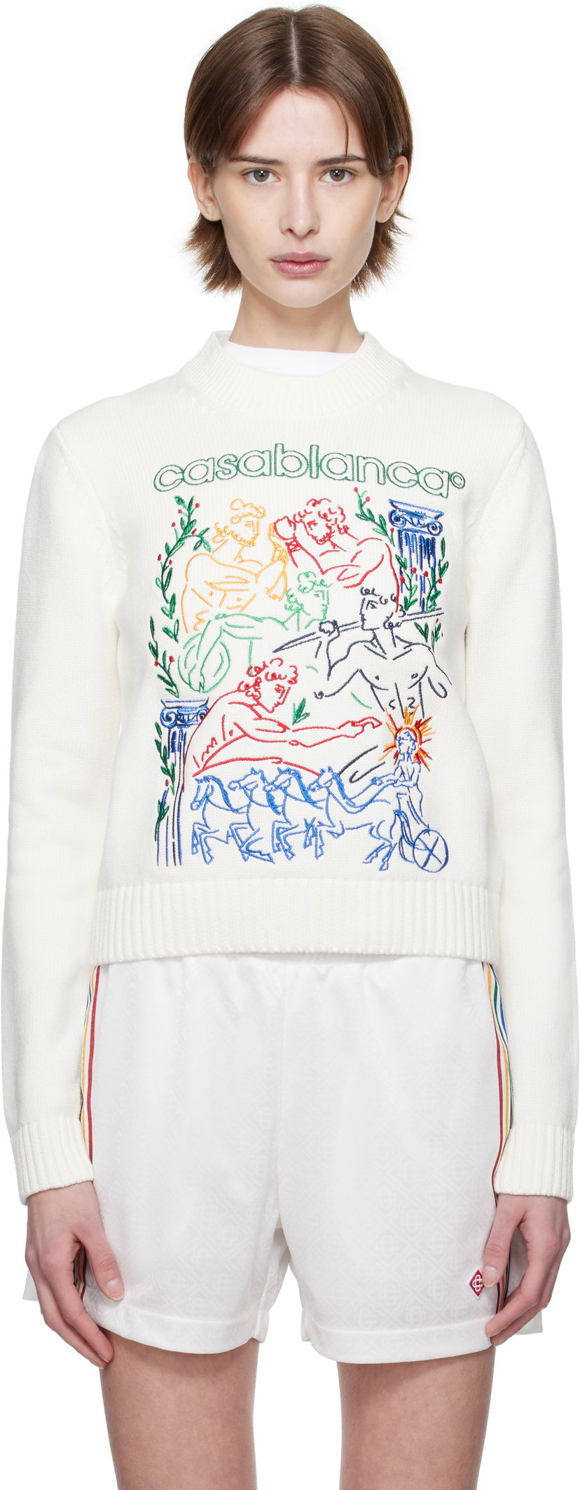 Sweater Casablanca Casablanca Embroidered Sweater Vit | WPS25-KW-860-01