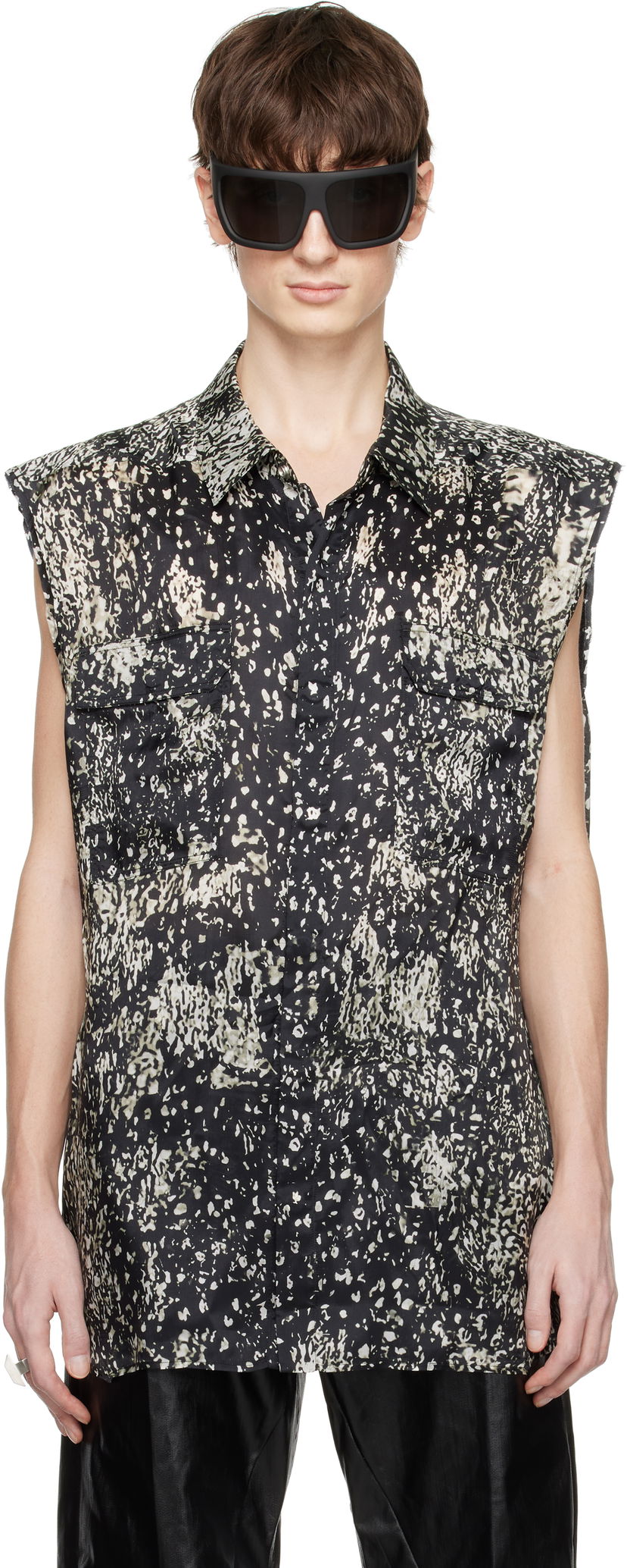 Skjorta Rick Owens Rick Owens Hollywood Jumbo Sleeveless Overshirt Svart | RU01E5239 JP1