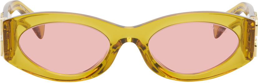 Solglasögon Miu Miu Miu Glimpse Sculpted Acetate Sunglasses Gul | 0MU 11WS 8056262097854