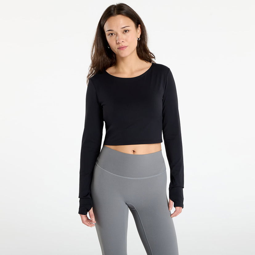 Crop top Urban Classics Sports Cropped Longsleeve Top with Thumbholes Svart | TB7807-00007