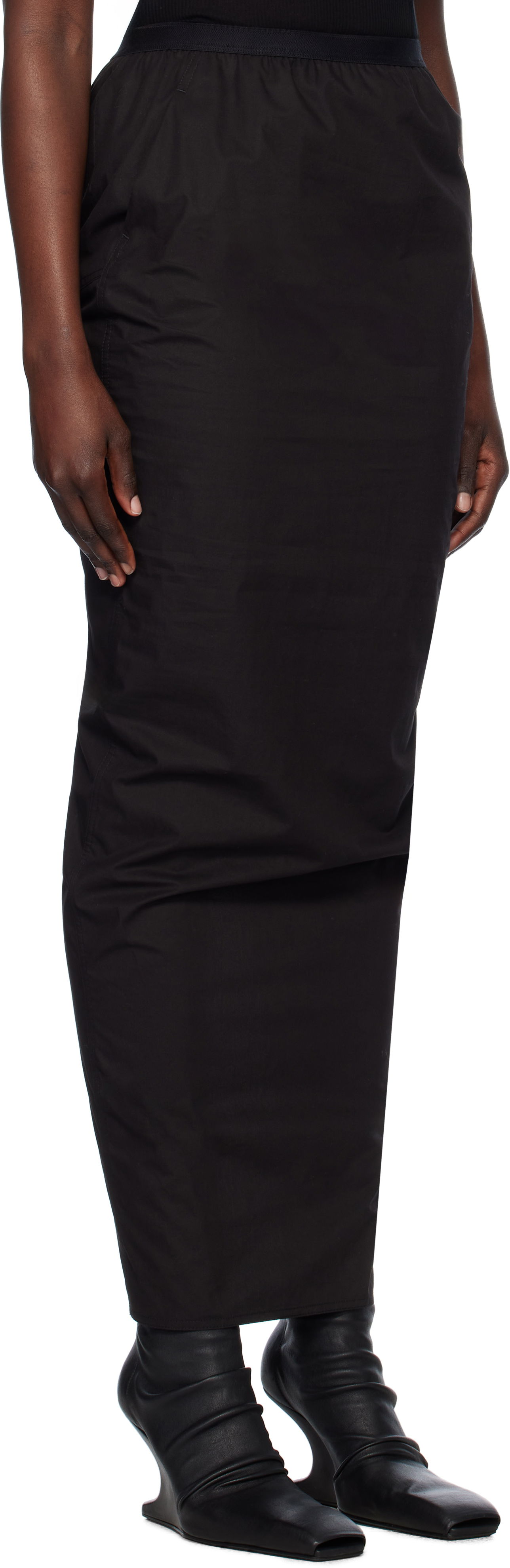 Kjol Rick Owens Rick Owens Hollywood Soft Pillar Maxi Skirt Svart | RP01E7331 P, 1