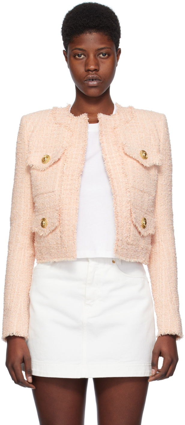 Jacka Balmain Collarless Jacket Rosa | CF1SK595XF91