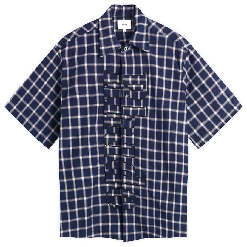 Skjorta Rhude Rhude Center Logo Button Up Shirt, Size Large Mörkblå | RHPF25SR05012-3076