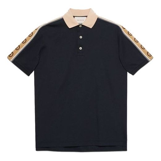 Polotröja Gucci Gucci Interlock Double G Stripe Polo Shirt Mörkblå | 598949-XJB0Q-4685