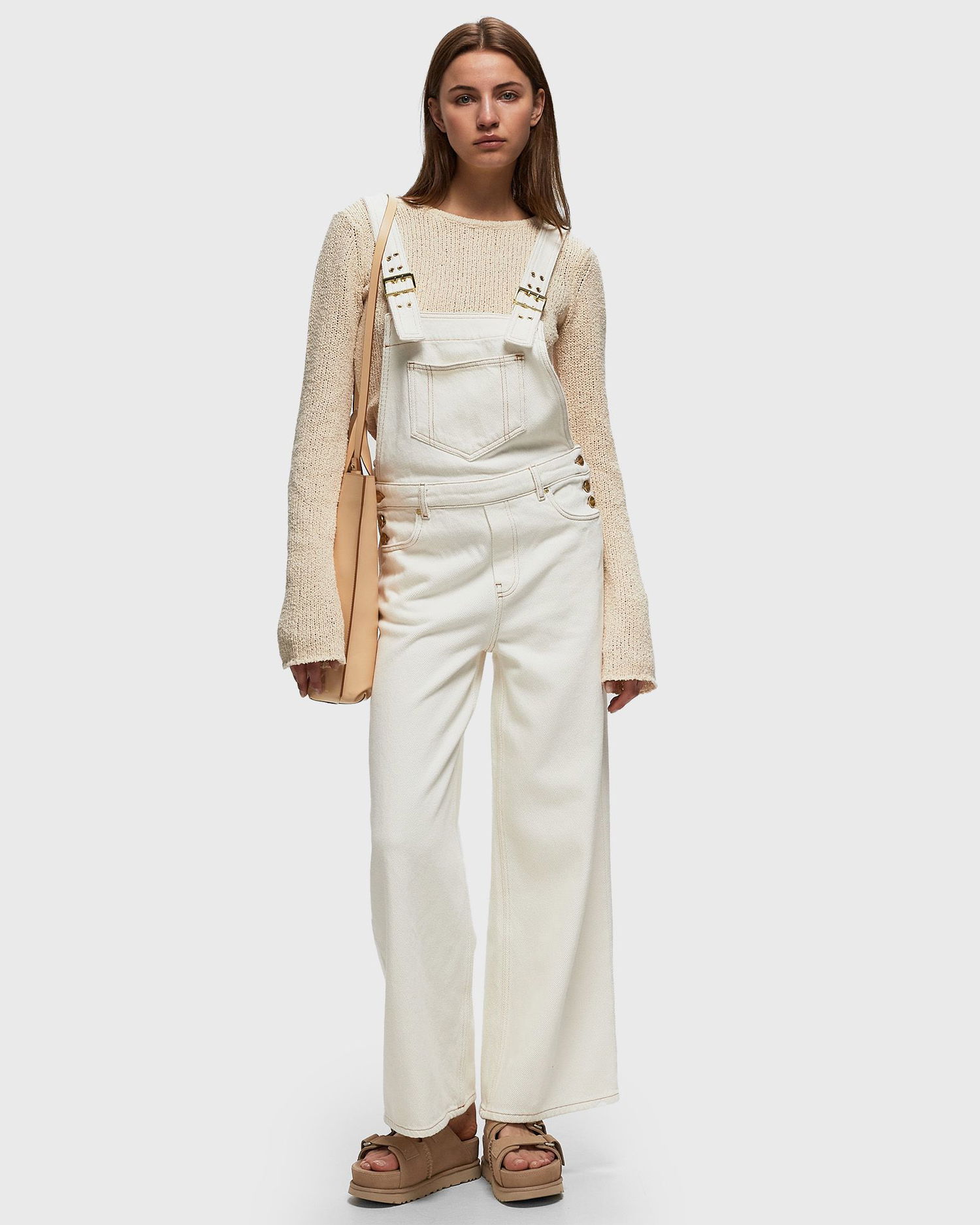 Byxor GANNI Heavy Denim Overalls women Casual Pants beige in size:M Vit | J1430-135, 1